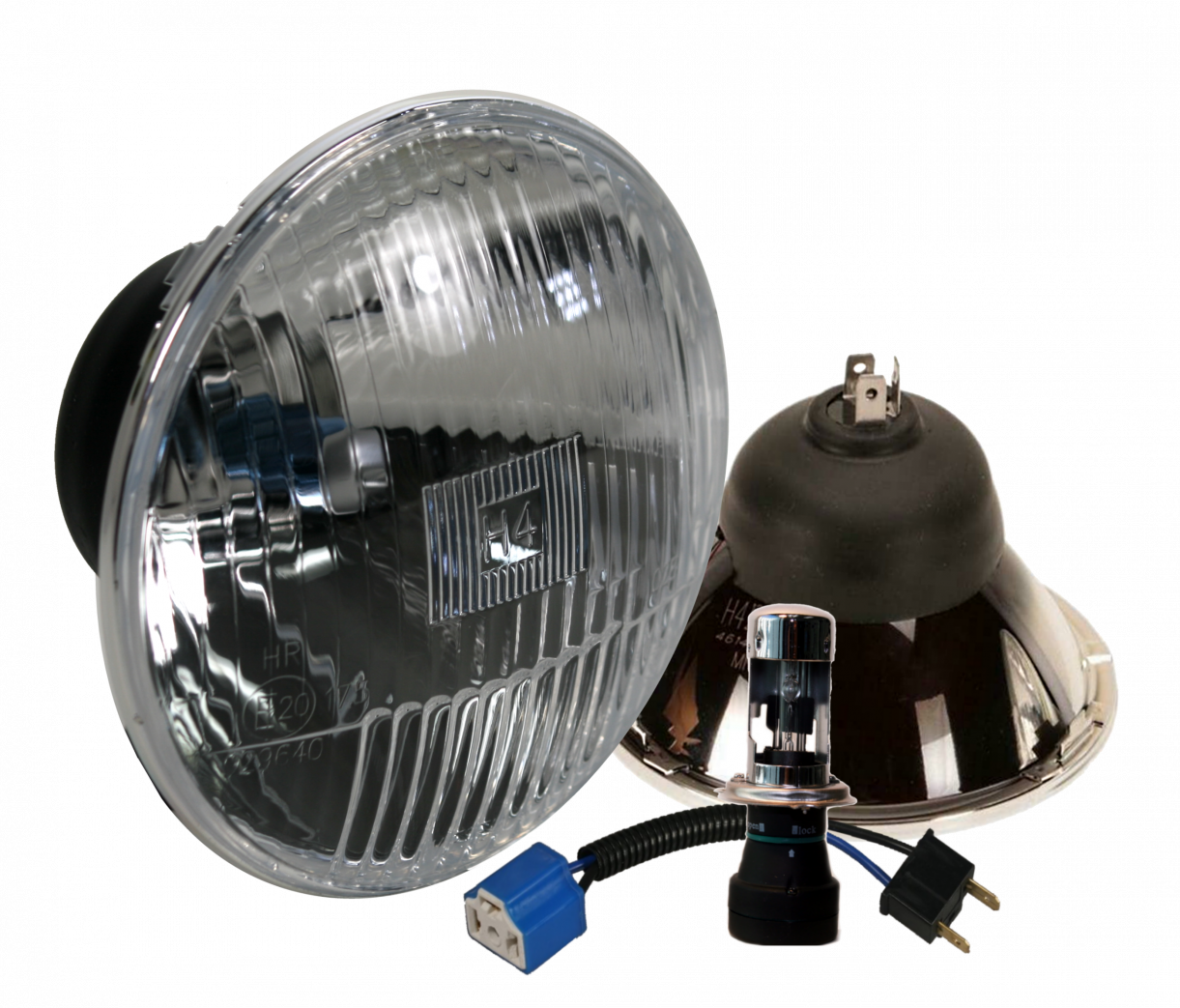 Classic 53/4" High Beam HID Headlight Kit + Ballasts & Adapters (PAIR)