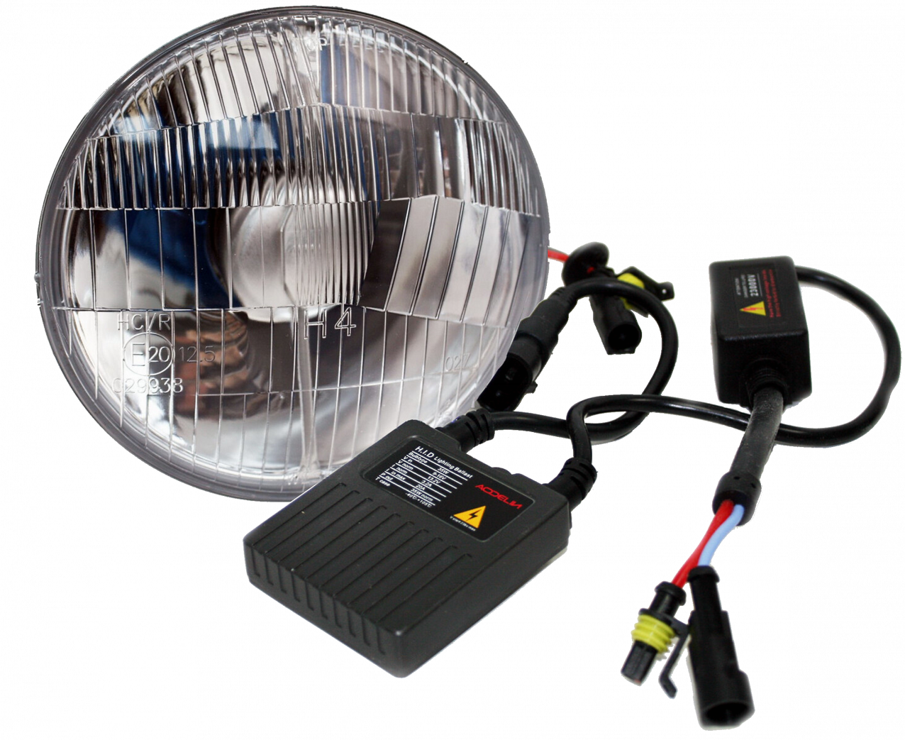 Classic 53/4" High Beam HID Headlight Kit + Ballasts & Adapters (PAIR)