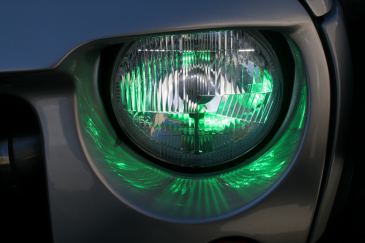 DOT 7"  Xenon Headlight Kit +Green LED Mood Lights