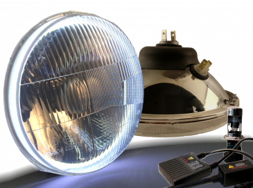 Universal Classic 7" HID Headlight Kit with HALOs & City Lights