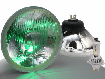 CLASSIC 7" LED HEADLIGHT KIT & GREEN LED CITY LIGHT