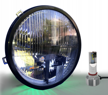 Quad-Bar Armored LED Headlights with Green LED DRL