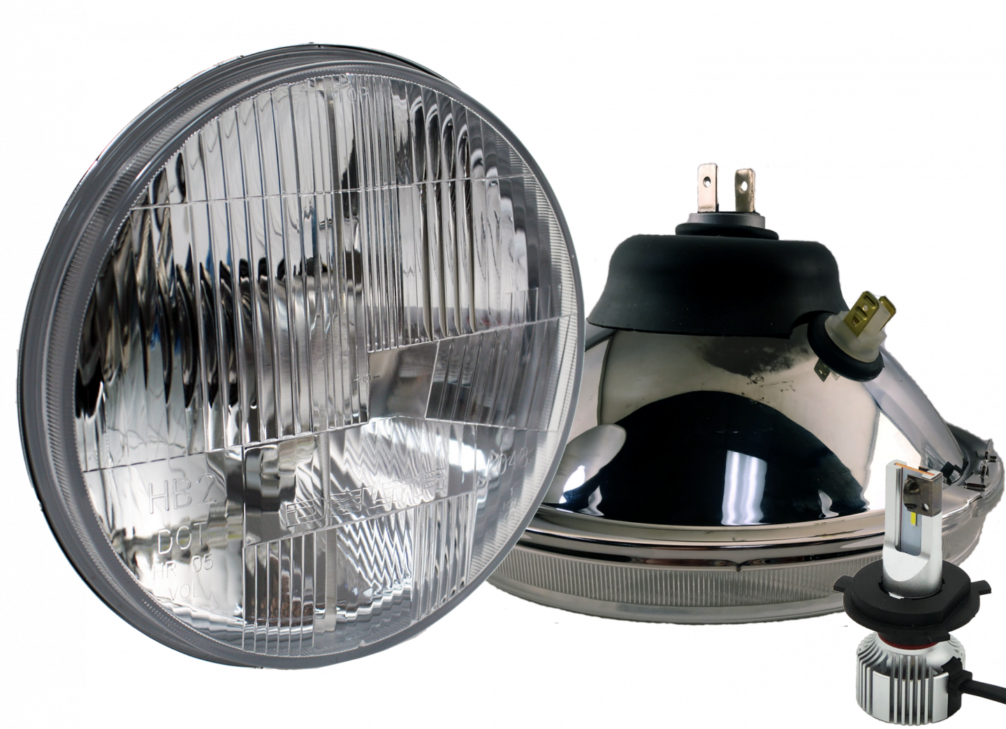 7" Hi-Lo LED Headlights with Amber LED Signals | Series Prismatic Glass Lens | Made in USA