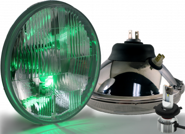7 inch  LED HEADLIGHTS W  MOOD LIGHT GREEN