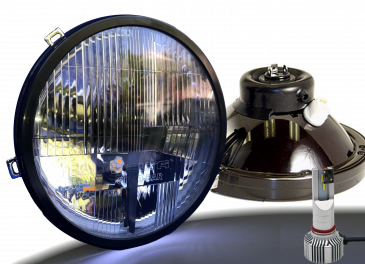 Quad-Bar 7 Hi Lo LED Headlight Set with Steel Armor Cross