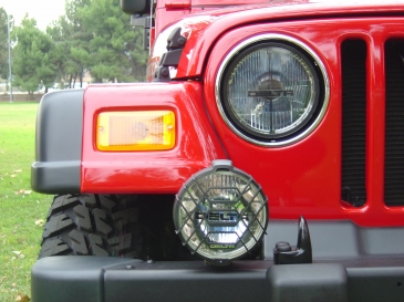 Quad-Bar Armored LED Headlight Set With LED DRL
