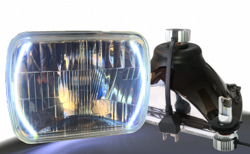 Rectangular (5" x 7") White Halos with Built-in Blinkers LED Headlight Kit